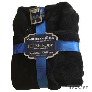 Caribbean Joe (NWT) Men Bath Robe One Size black